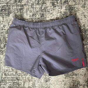 Speedo Charcoal Swim Shorts with Red Logo